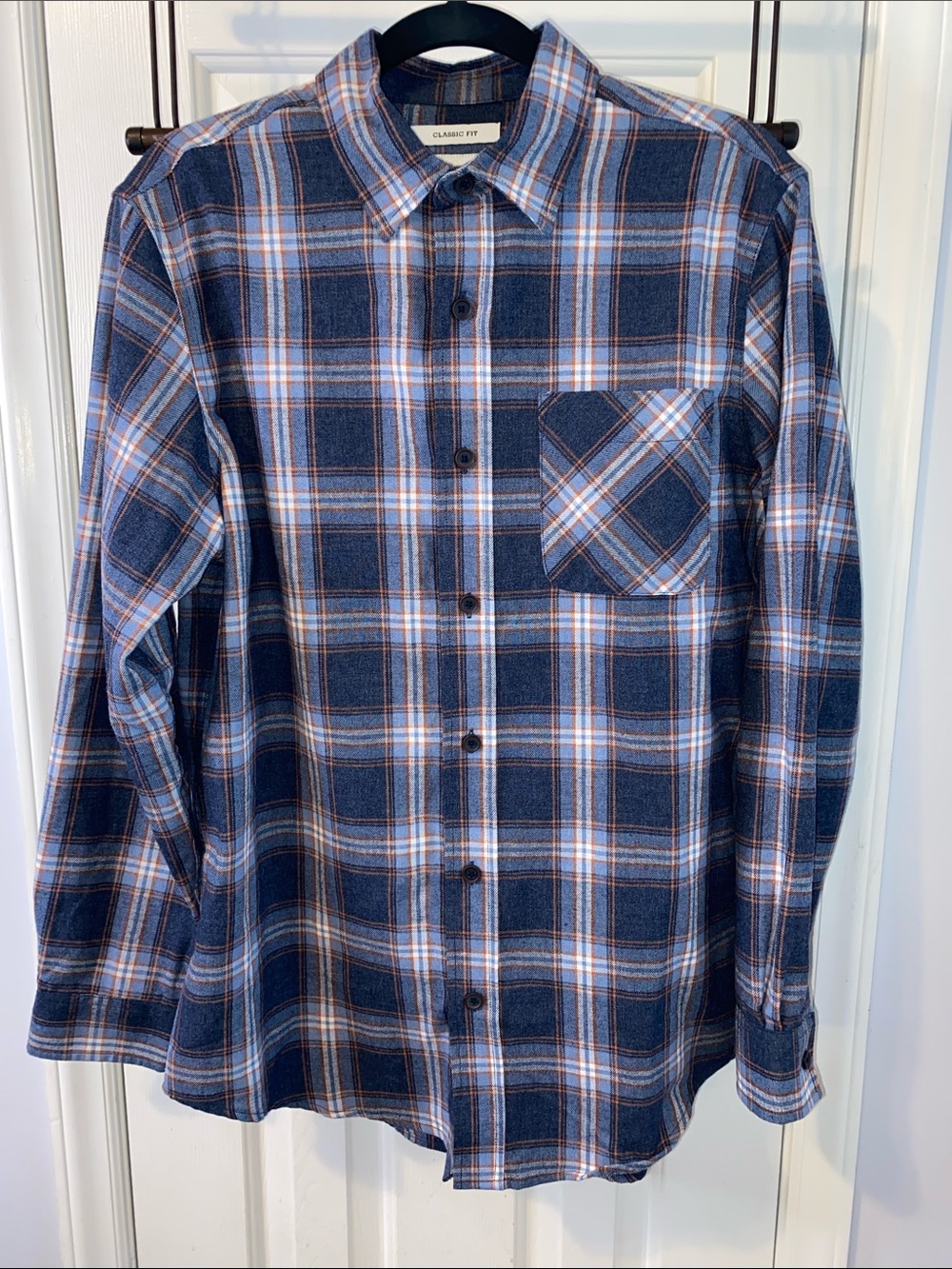 NWT William Rast flannel, sz. M, blue/orange